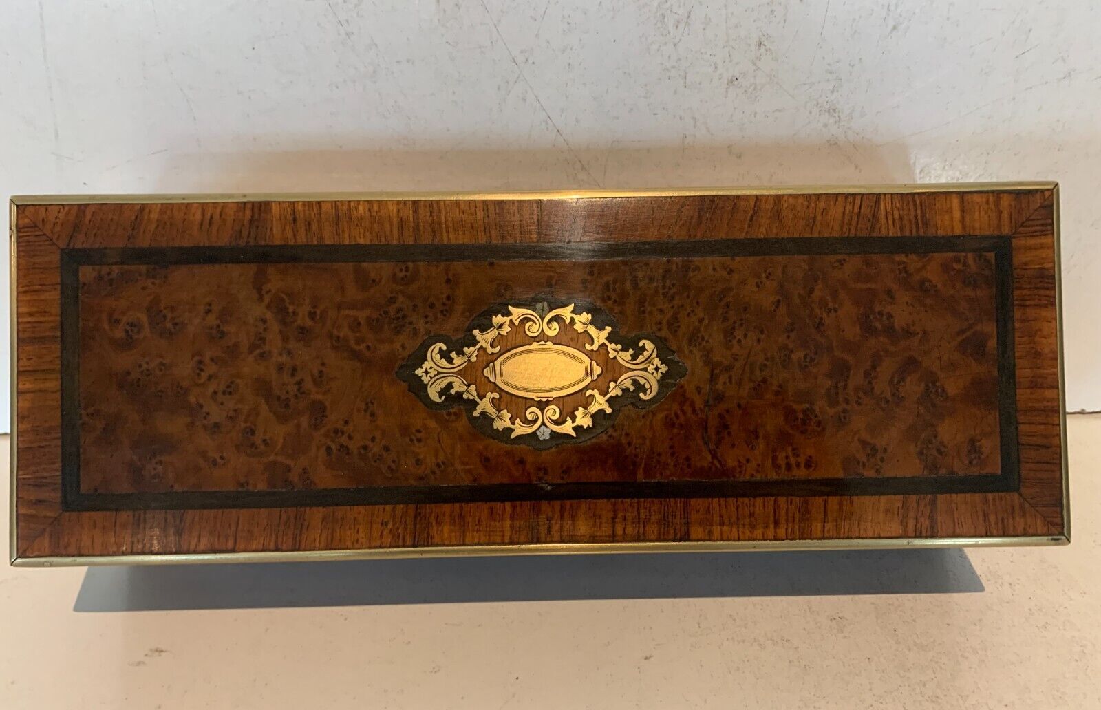 Blackened Wooden Glove Box Napoleon III Marquetry Boulle XIX Century photo vinterior