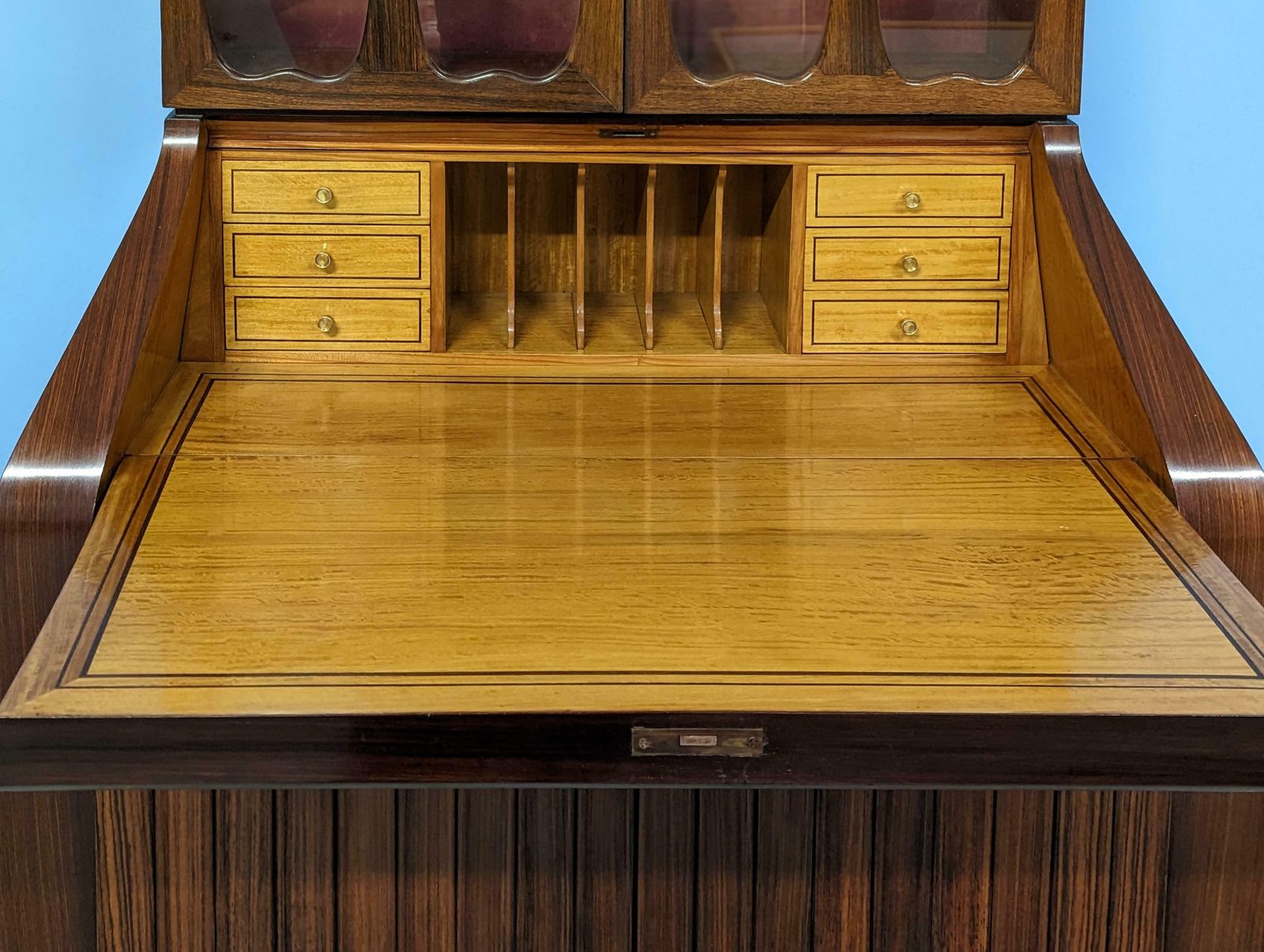 Pair Of Trumeau Bookcases In Mahogany Designed By Paolo Buffa, 1950s photo vintage
