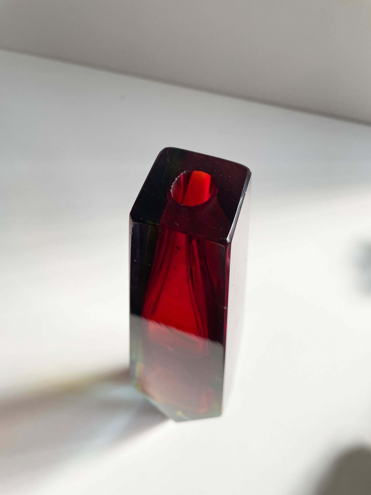 Sommerso Faceted Murano Glass Vase San Marco, Alessandro Mandruzzato, Italy 1960 photo for sale