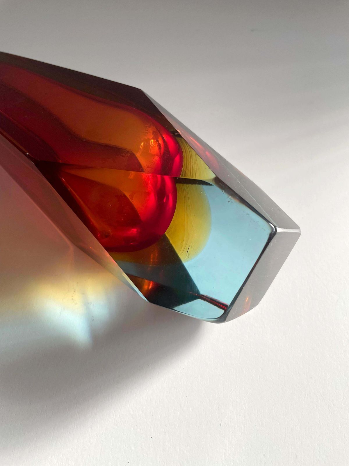 Sommerso Faceted Murano Glass Vase San Marco, Alessandro Mandruzzato, Italy 1960 photo Home Decor