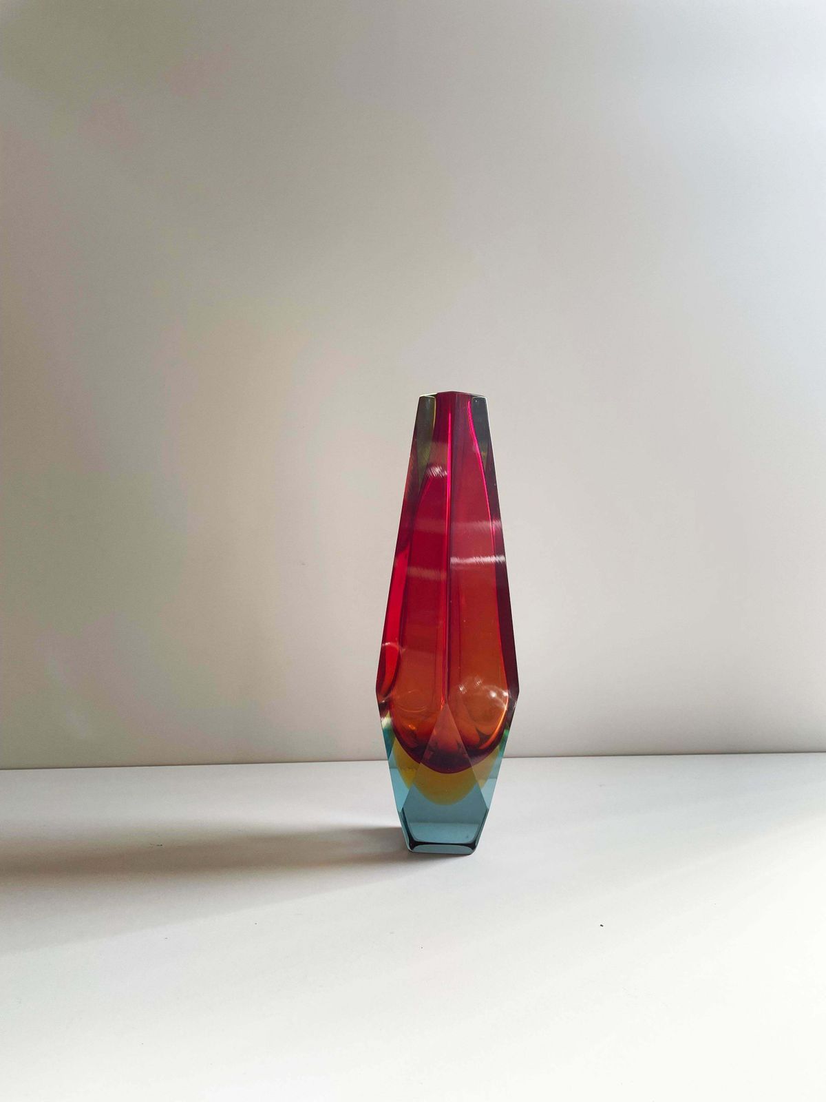 Sommerso Faceted Murano Glass Vase San Marco, Alessandro Mandruzzato, Italy 1960 photo buy