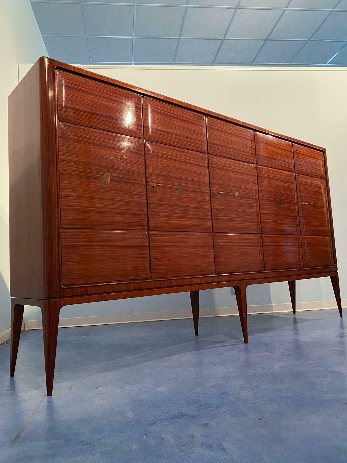 Italian Mid Century Modern Tall Sideboard Cabinet Designed By Paolo Buffa, 1950 photo for sale