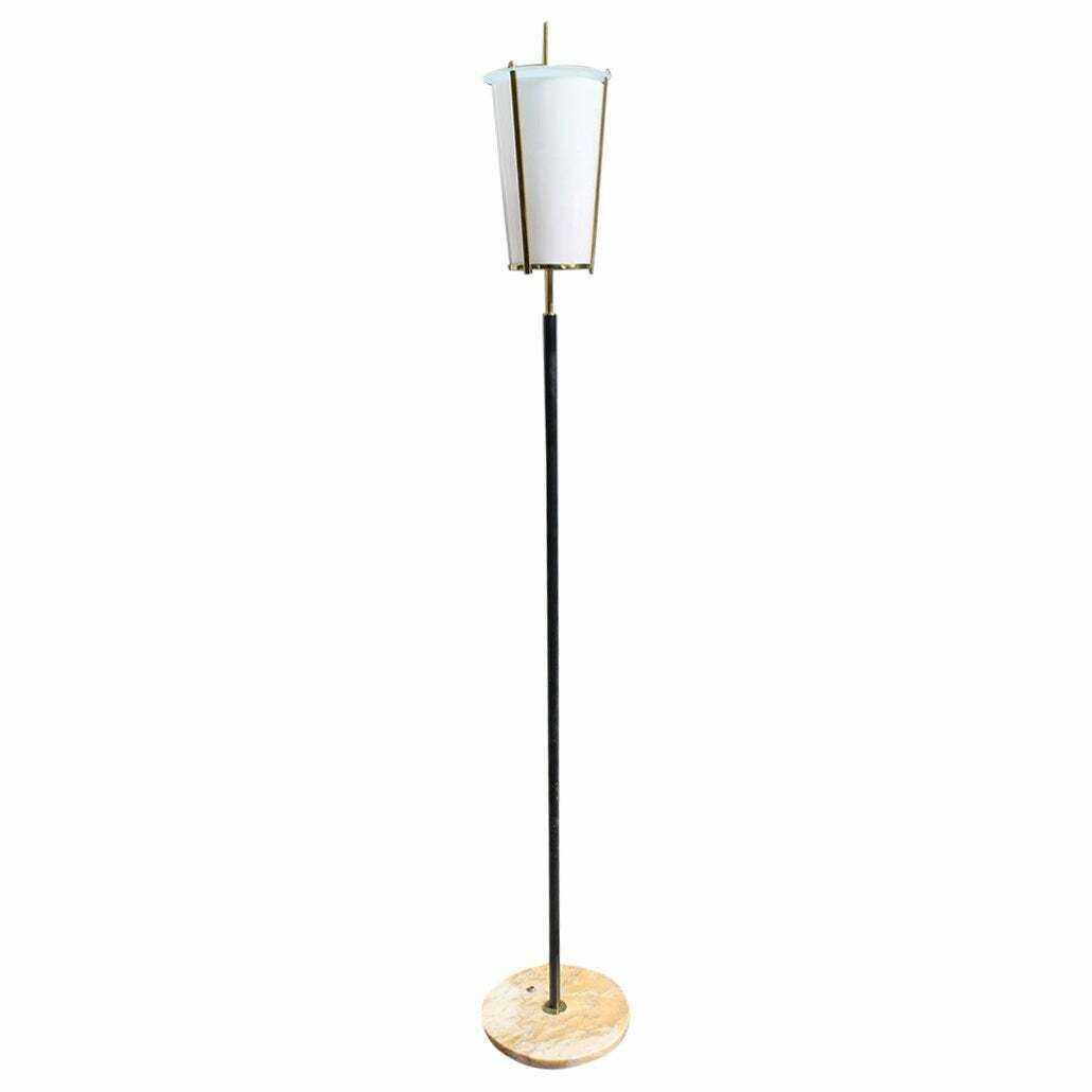 Mid Century Italian Floor Lamp Stilnovo Marble Brass Plexiglass