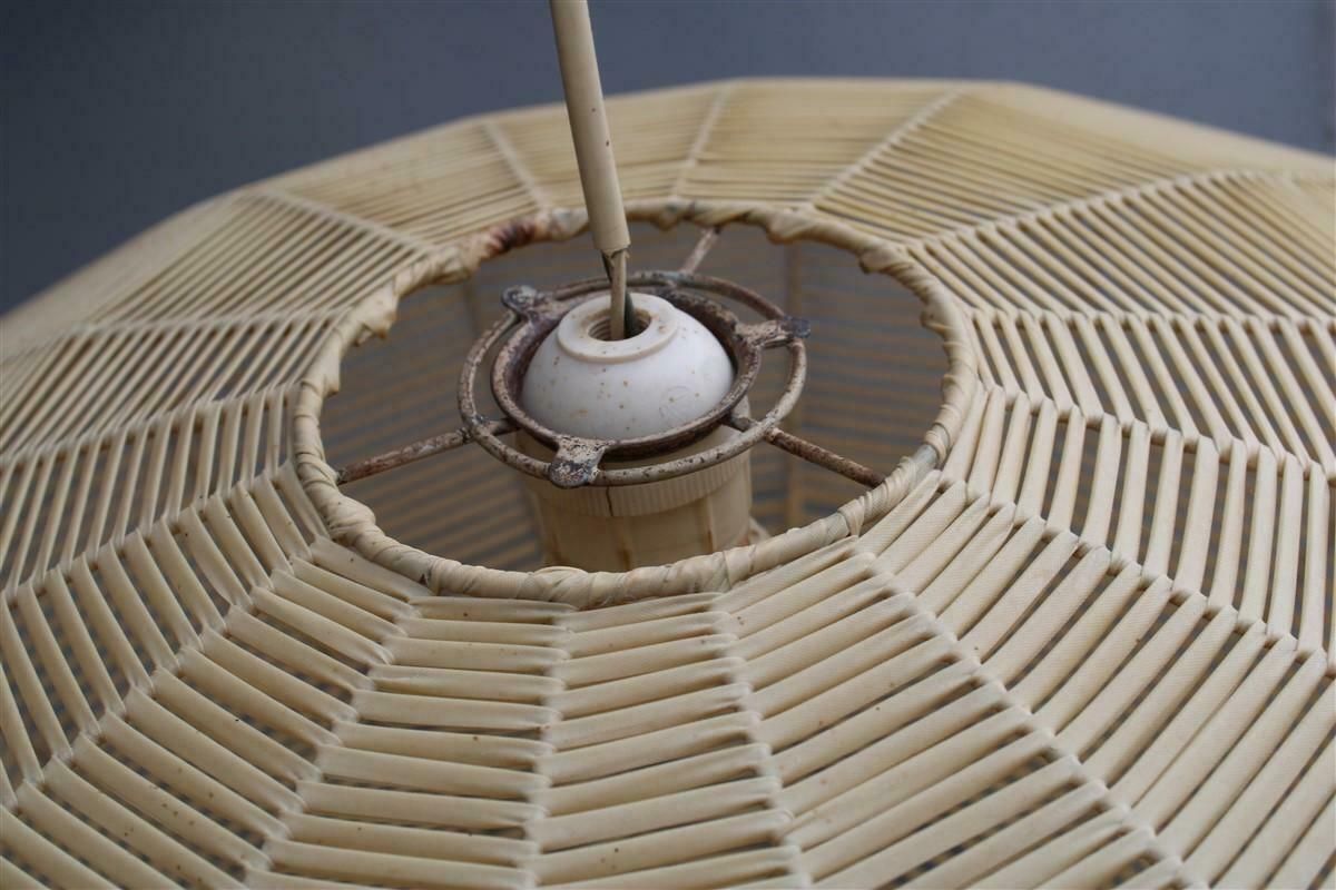 Midcentury Italian Beige Ufo Round Lamp Plastic And Metal, 1950s photo vintage