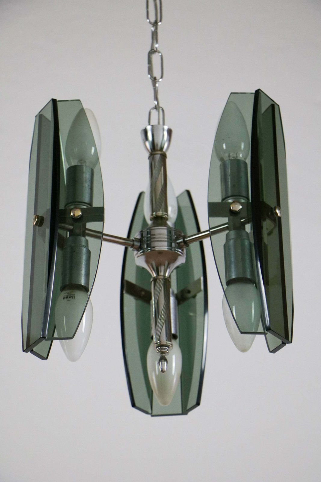 Italian Mid Century Space Age Chandelier Veca Style By Fontana Arte, 1970s photo furniture