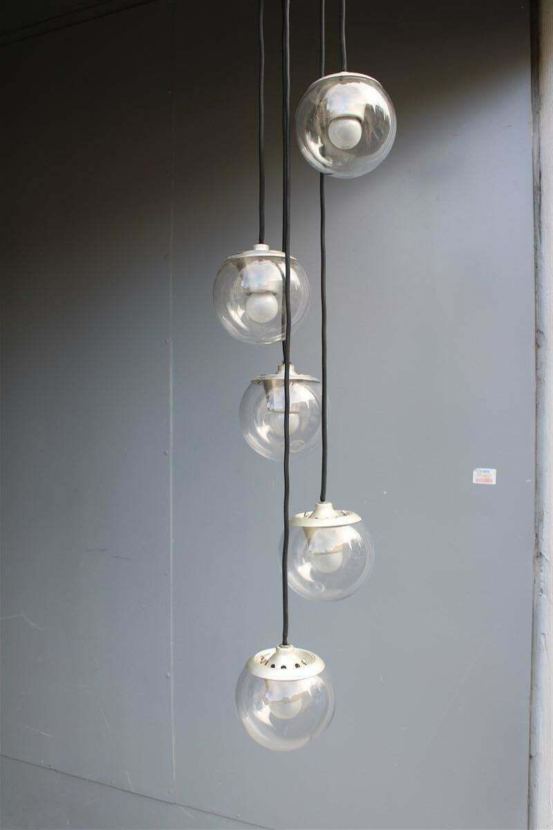photo vinterior Gino Sarfatti Arteluce Ceiling Lamp 1965 Model 2095 Balls Glass Aluminium