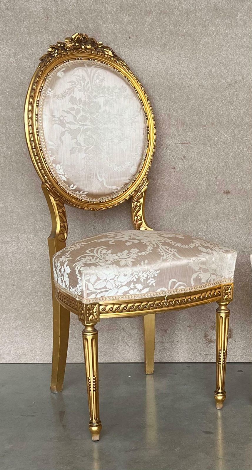 Antique French Louis XVI Style Parcel Gilt And Painted Side Chair photo 1671.0