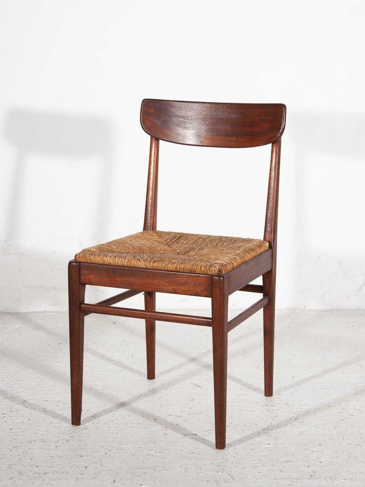 Teak Dining Chairs With Rattan Seat 1959, Belgium photo for sale