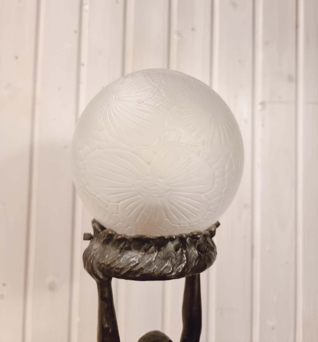 Table Lamp In Bronze, Gerda Sprinchorn For Herman Bergman Stockholm, Art Nouveau photo buy