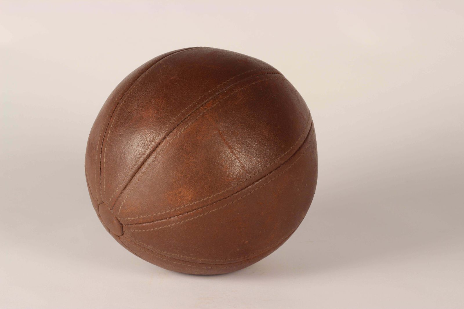 Mid Century Modern Leather Medicine Ball Perfect For Your Gymnasium photo vinterior
