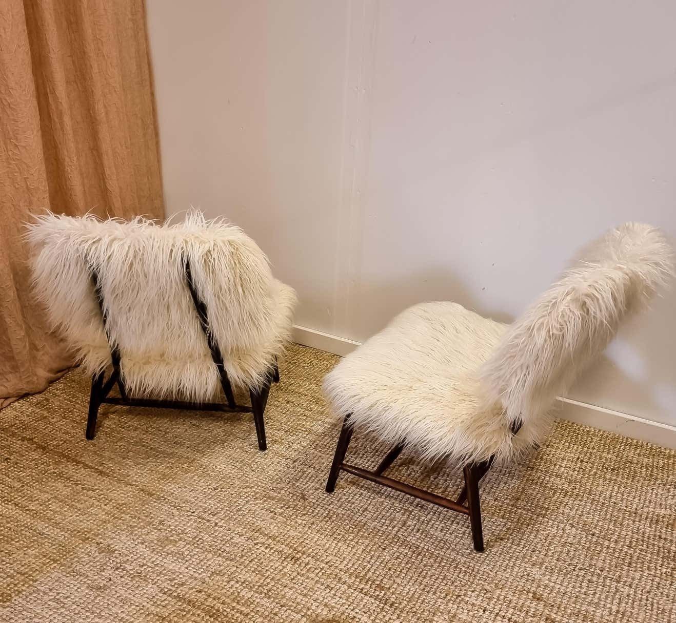 Alf Svensson, A Pair Of Classic Swedish Modern Chairs "Teve", Pierre Frey Fabric photo buy