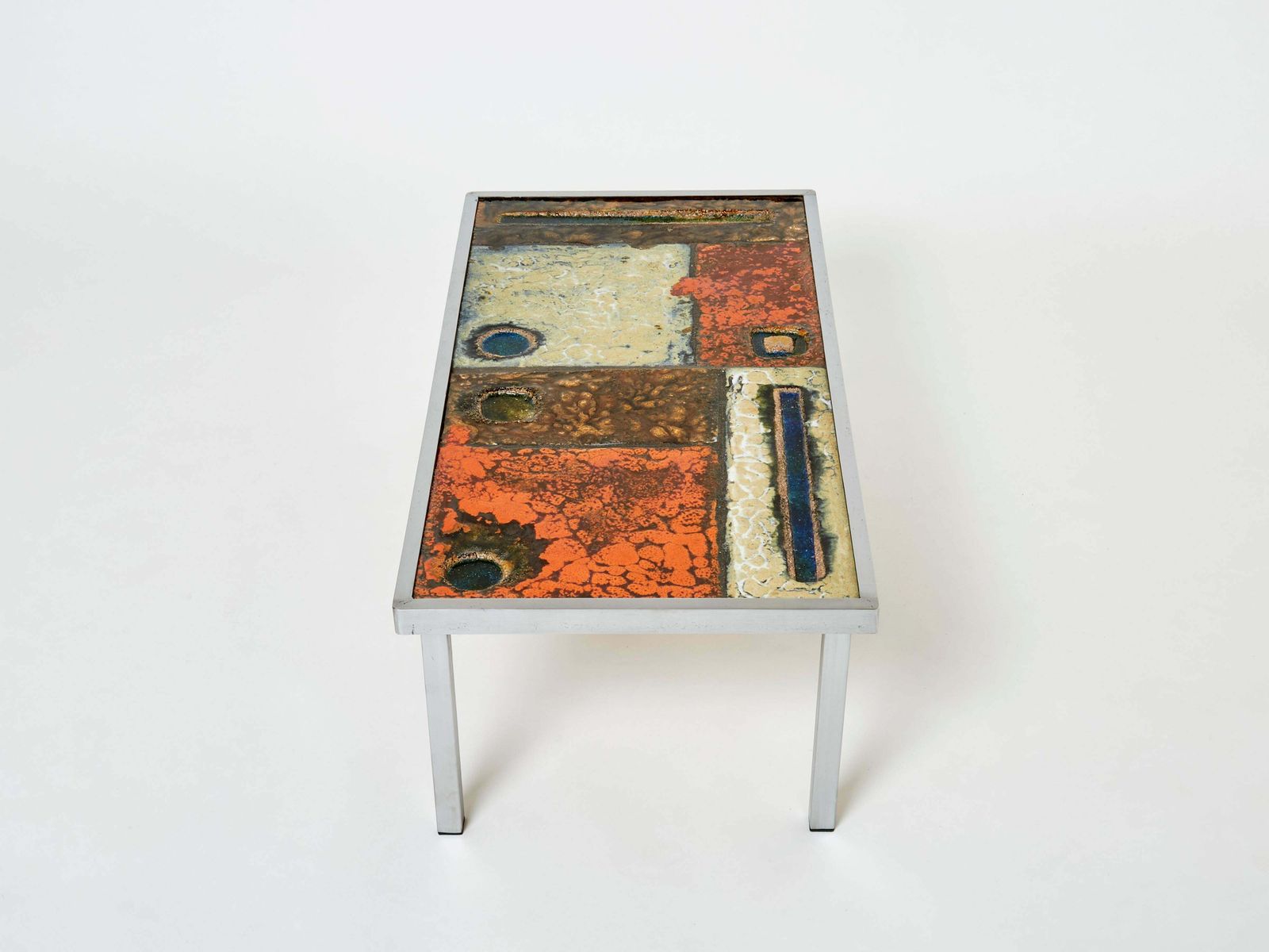 photo for sale Table basse en céramique et acier Robert et Jean Cloutier, années 1950