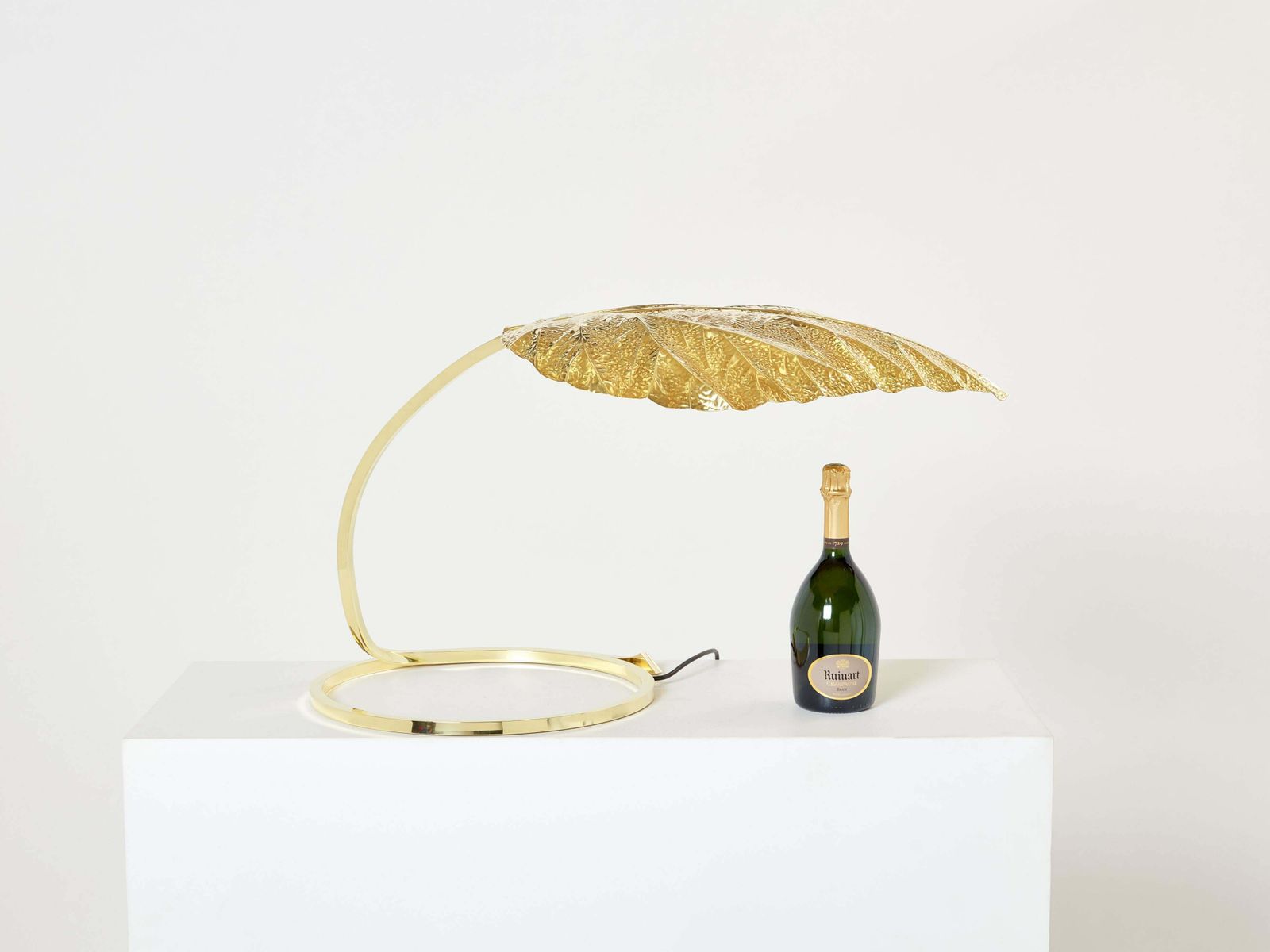 photo furniture Tommaso Barbi For Bottega Gadda Rhubarb Brass Table Lamp 1970s