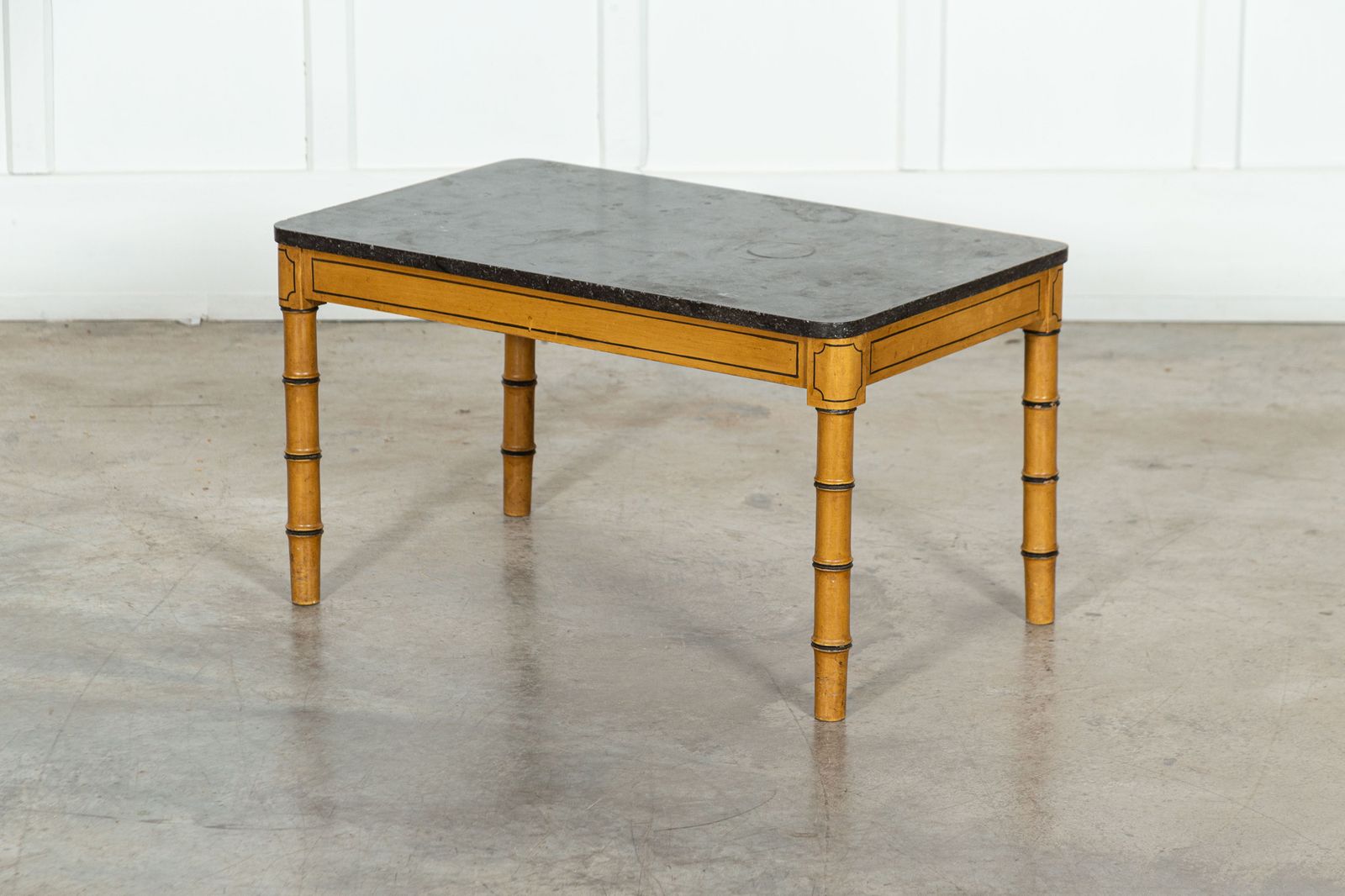 19thc English Faux Bamboo & Marble Painted Beech Coffee Table photo Furniture