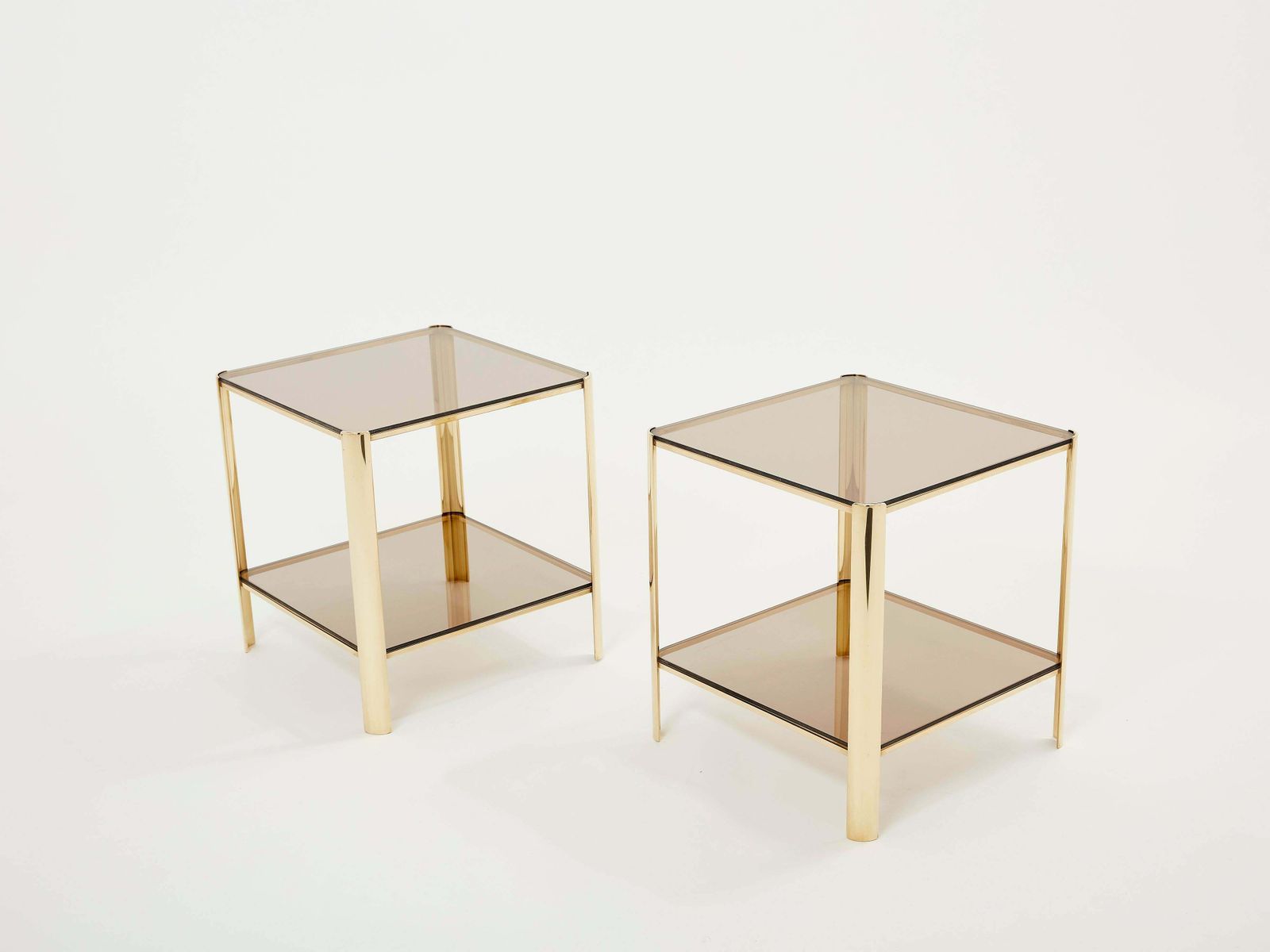 Paire de tables d'appoint à deux niveaux en bronze par J.T. Lepelletier pour Broncz, années 1960 photo for sale