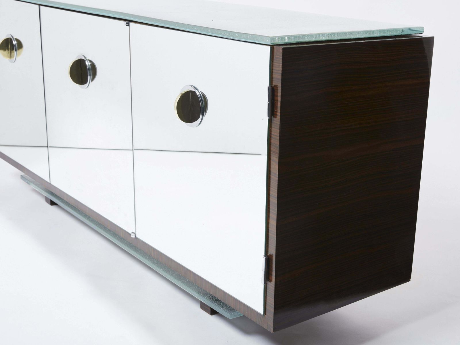 Adnet Style Mirrored Macassar Sycamore Sideboard Alberto Pinto 1990 photo vintage
