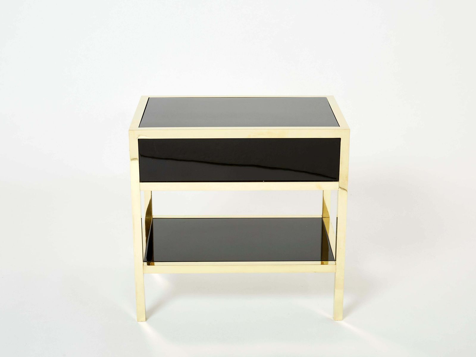 photo buy Paire de tables de chevet Michel Pignères en laiton laqué noir, années 1970
