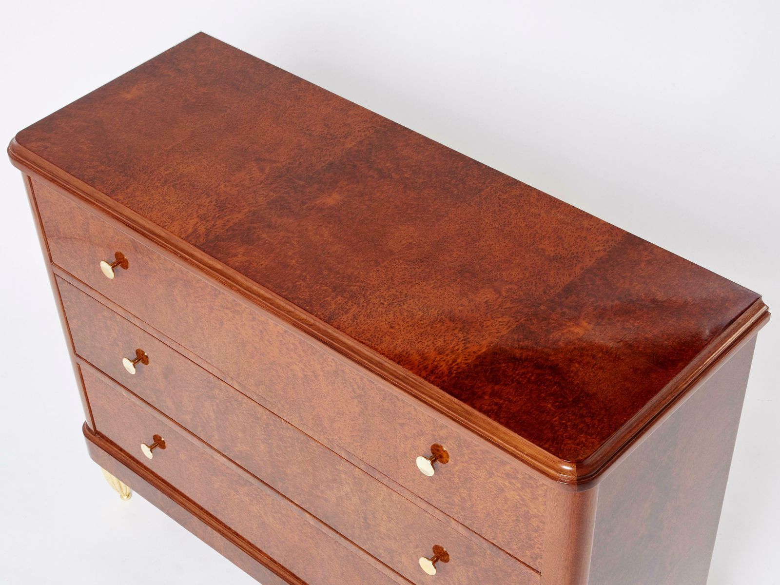 Art Deco Amboyna Burl Wood Commode Attr. Maurice Dufrène 1940s photo for sale
