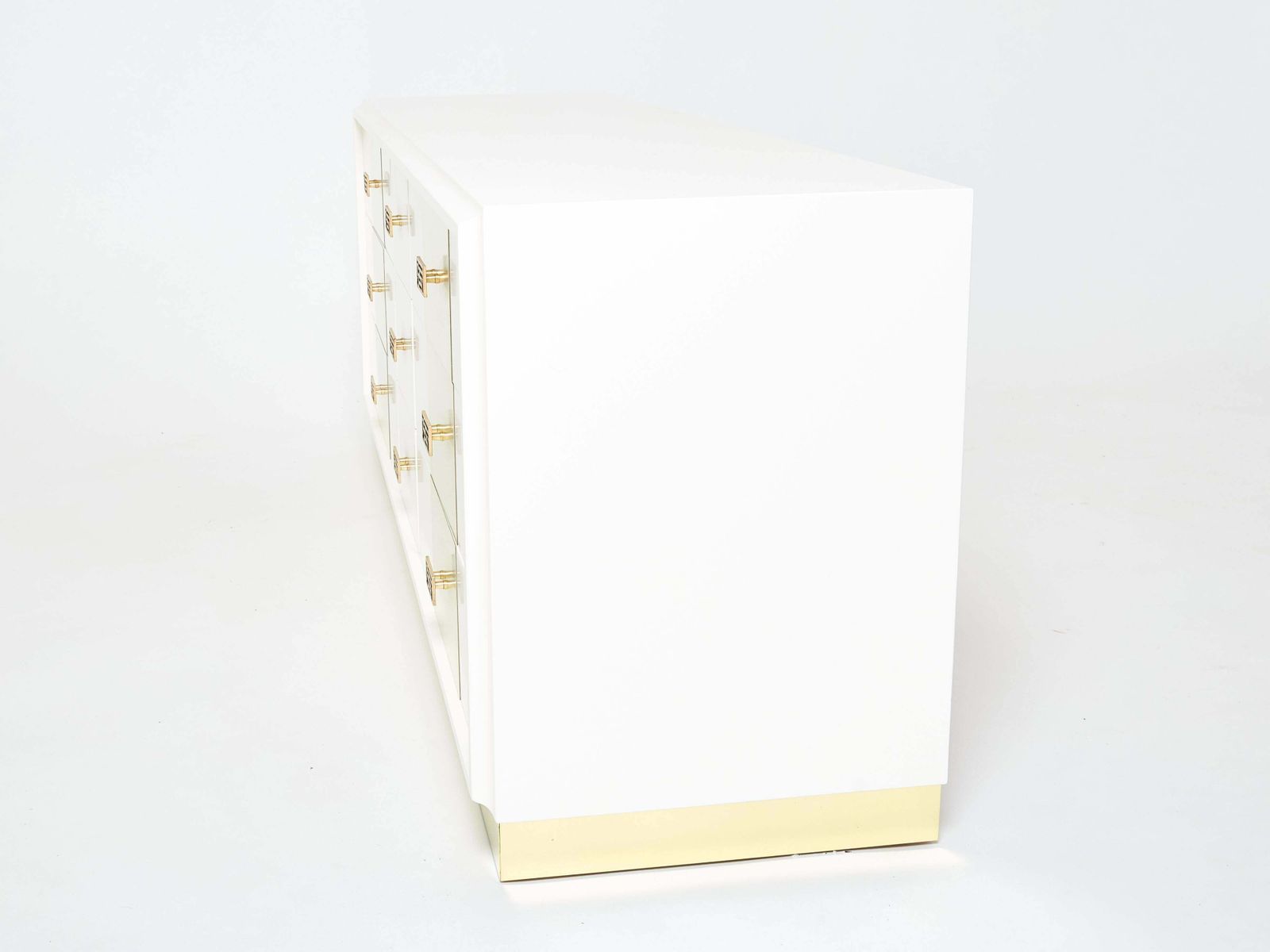 photo for sale Luciano Frigerio Off White Lacquered Brass Commode Chest 1970s