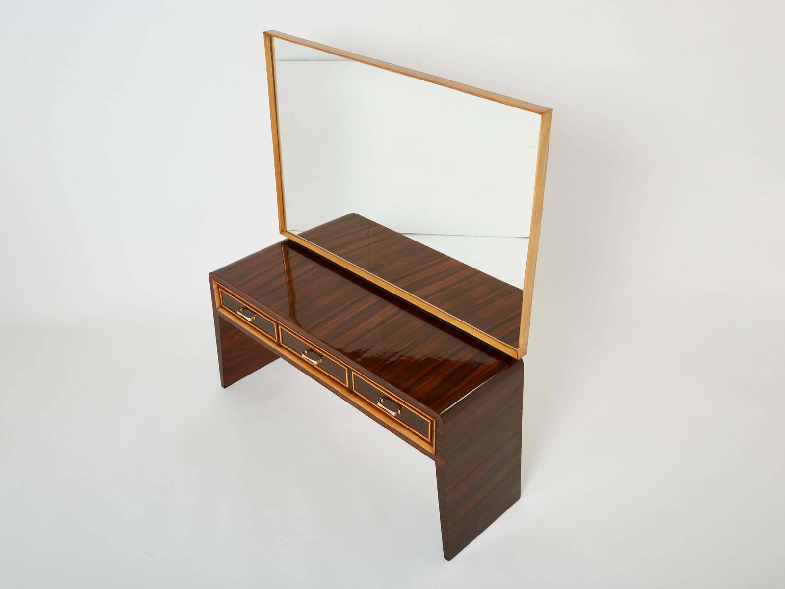 Console coiffeuse en palissandre, sycomore et laiton par Paolo Buffa, années 1940 photo vinterior