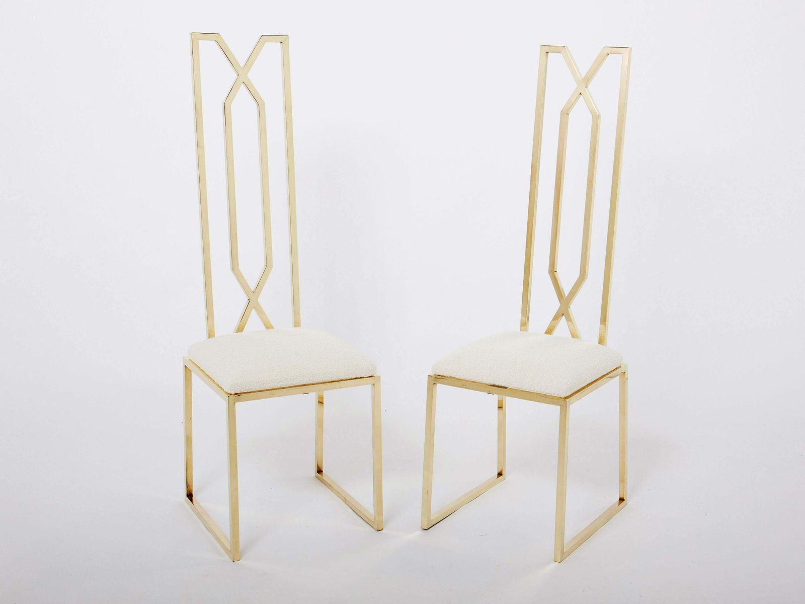 Paire de chaises en laiton signées par Alain Delon pour Jean Charles, années 1970 photo furniture