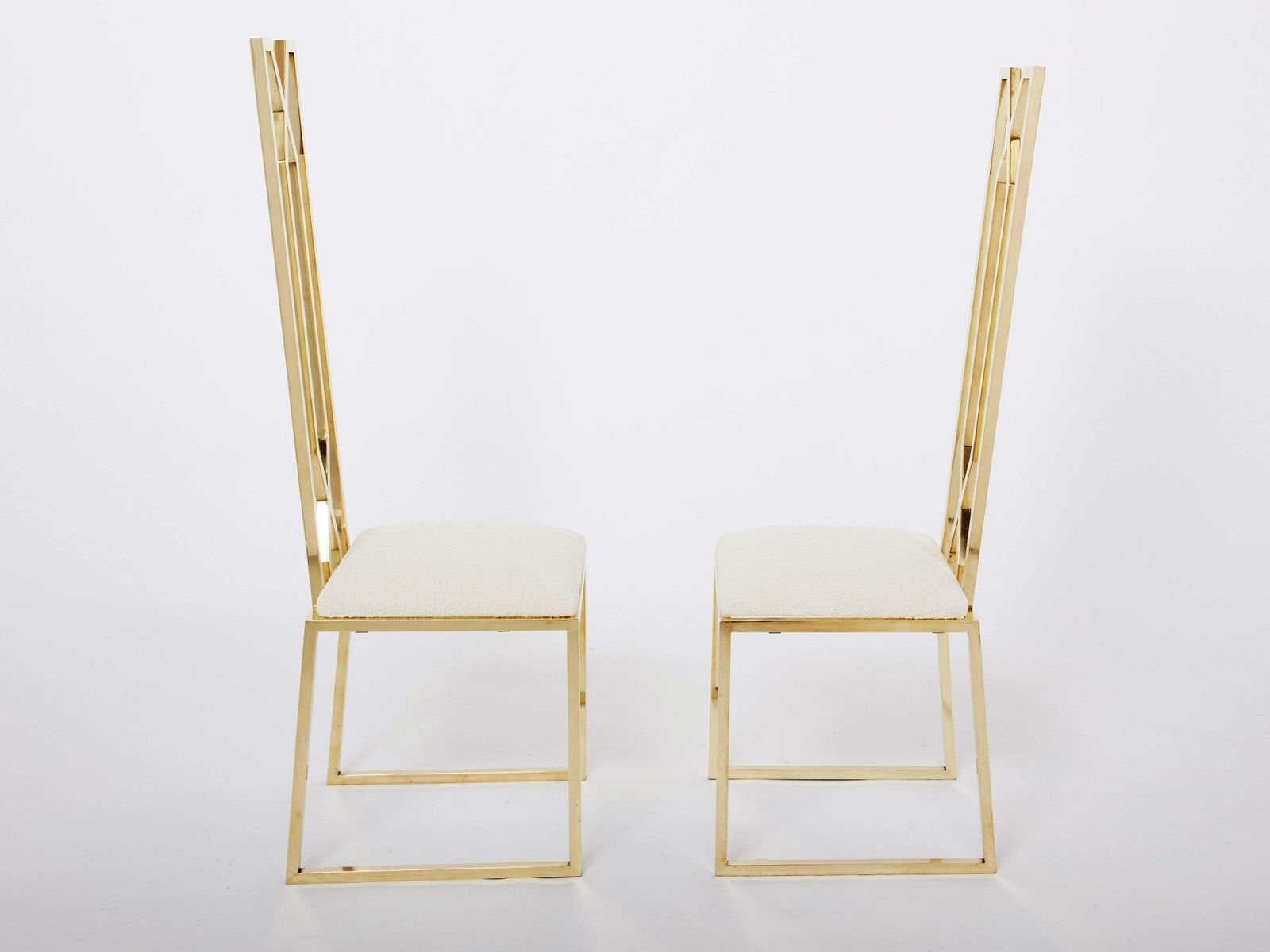 Pair Of Brass Chairs Signed By Alain Delon For Jean Charles 1970s photo vintage