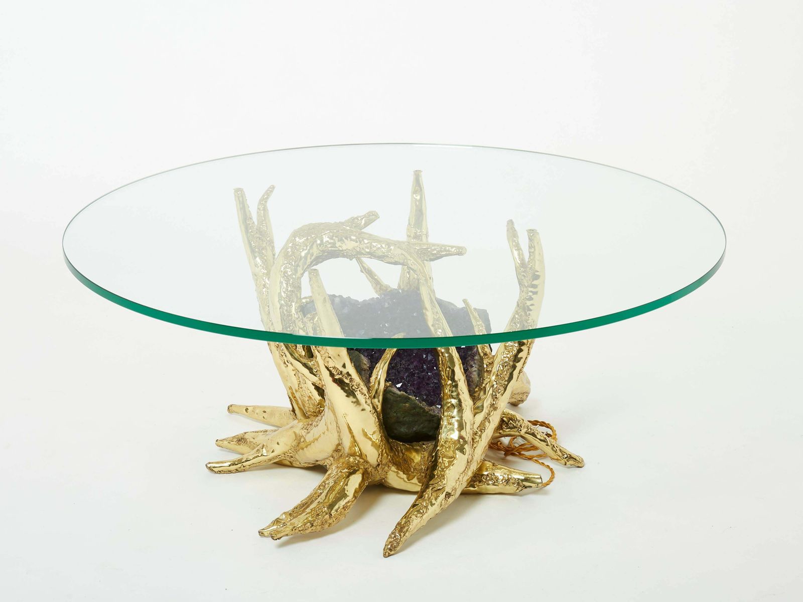 photo for sale Sculpture de table en bronze et améthyste signée Richard Faure, années 1970