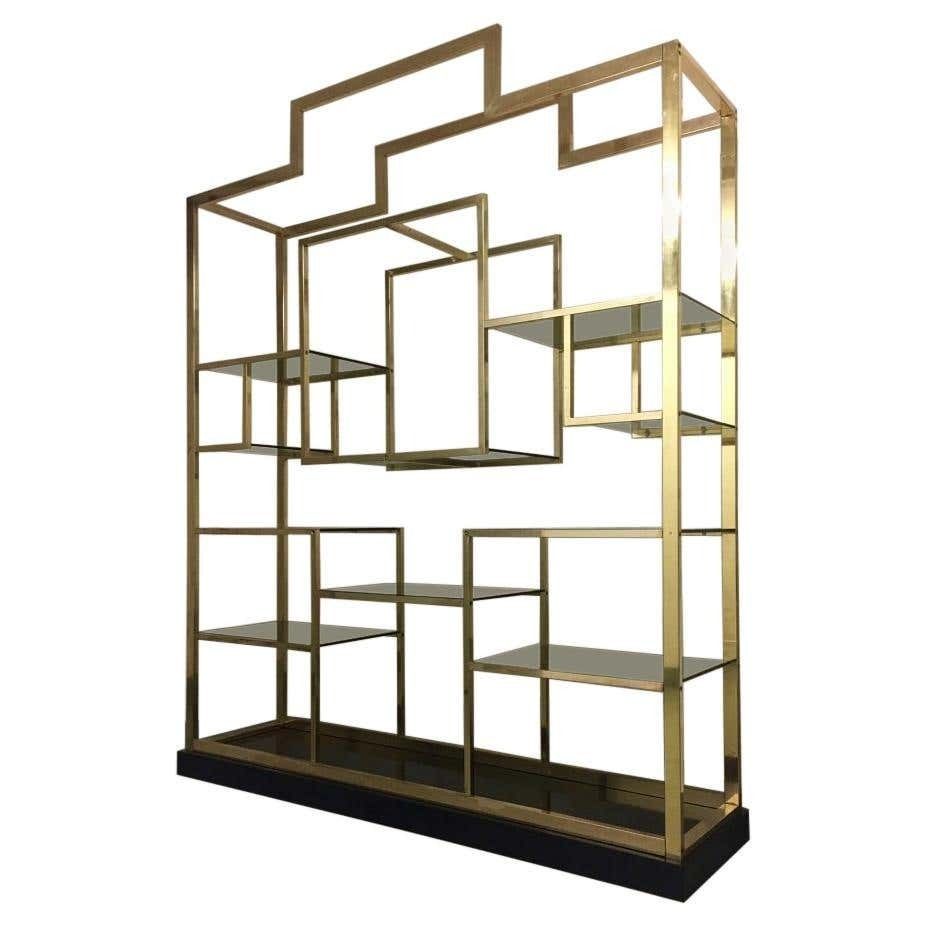 Brass & Glass Shelving / Etagère By Romeo Rega, Italy Ca. 1970s