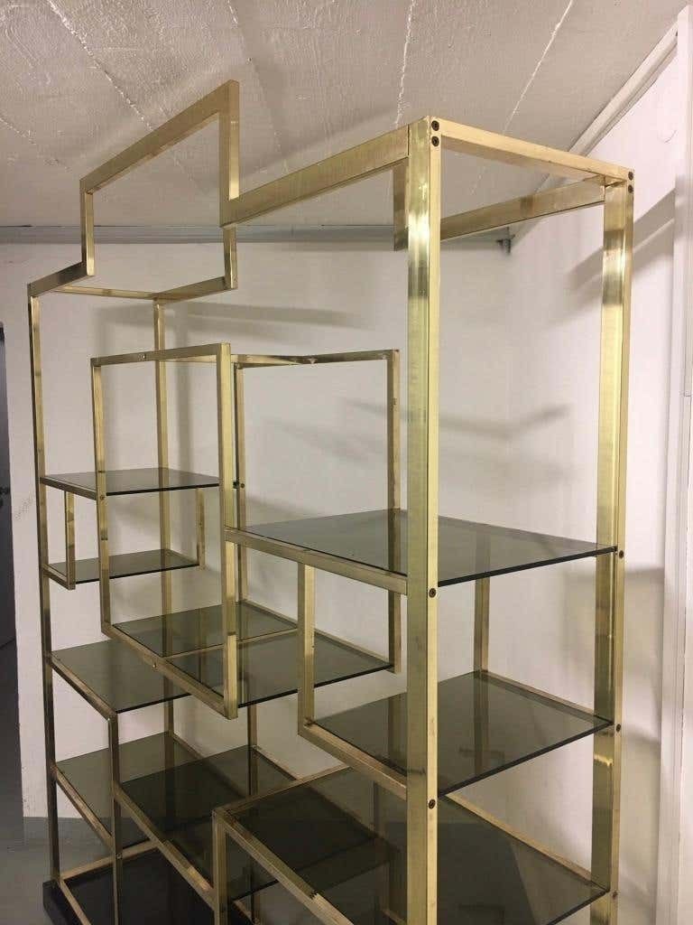 Brass & Glass Shelving / Etagère By Romeo Rega, Italy Ca. 1970s photo Furniture