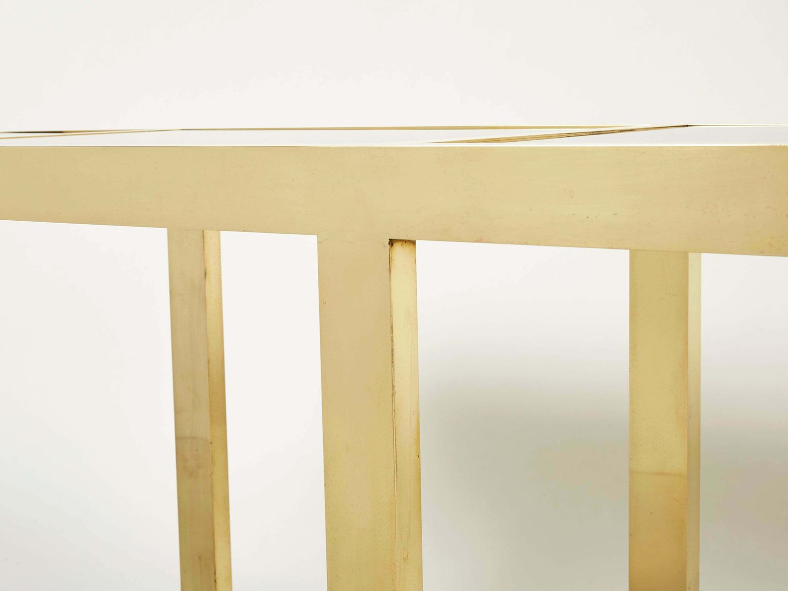 photo for sale Italian Mid Century Brass Black Opaline Console Table 1970s