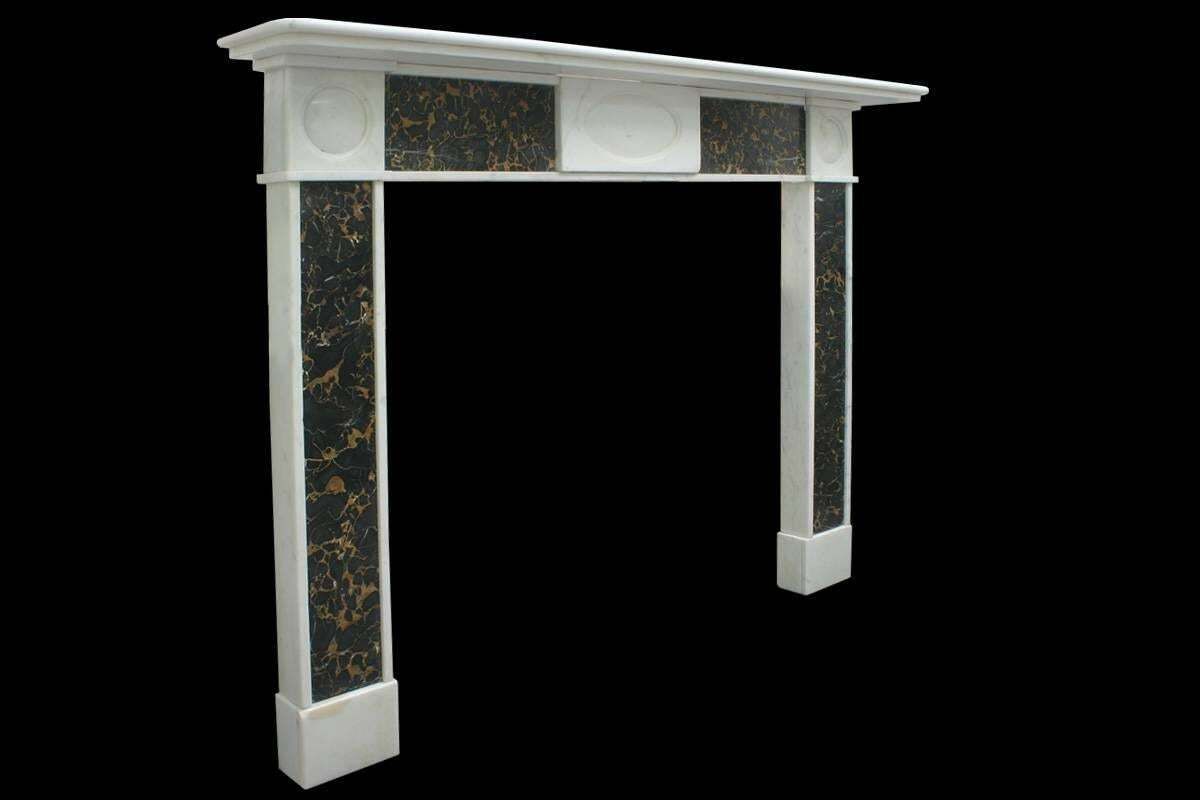Large 19th Century Regency Statuary And Portoro Marble Fireplace Mantle photo for sale
