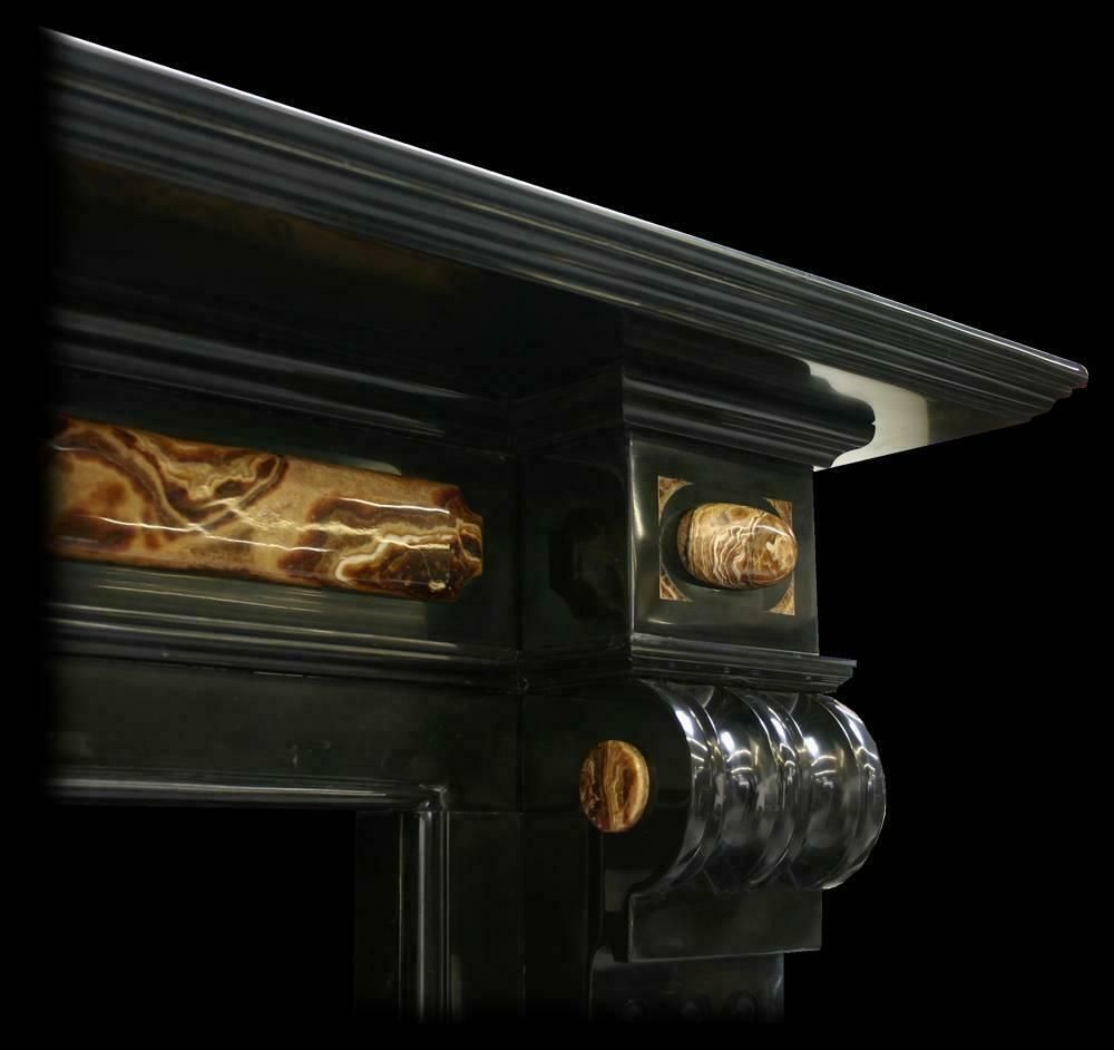 19th Century Baroque Belgian Black Marble And Onyx Chimneypiece photo 11995.0