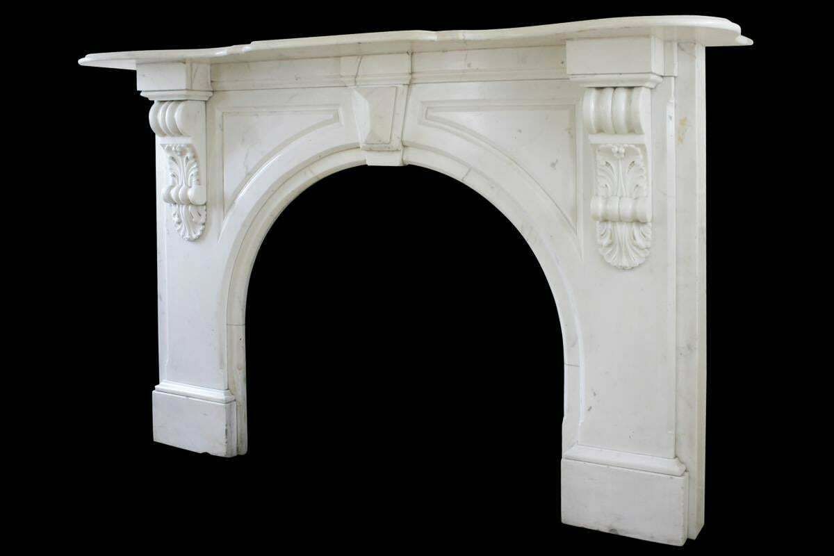 19th Century Victorian Statuary White Marble Fireplace Surround photo furniture