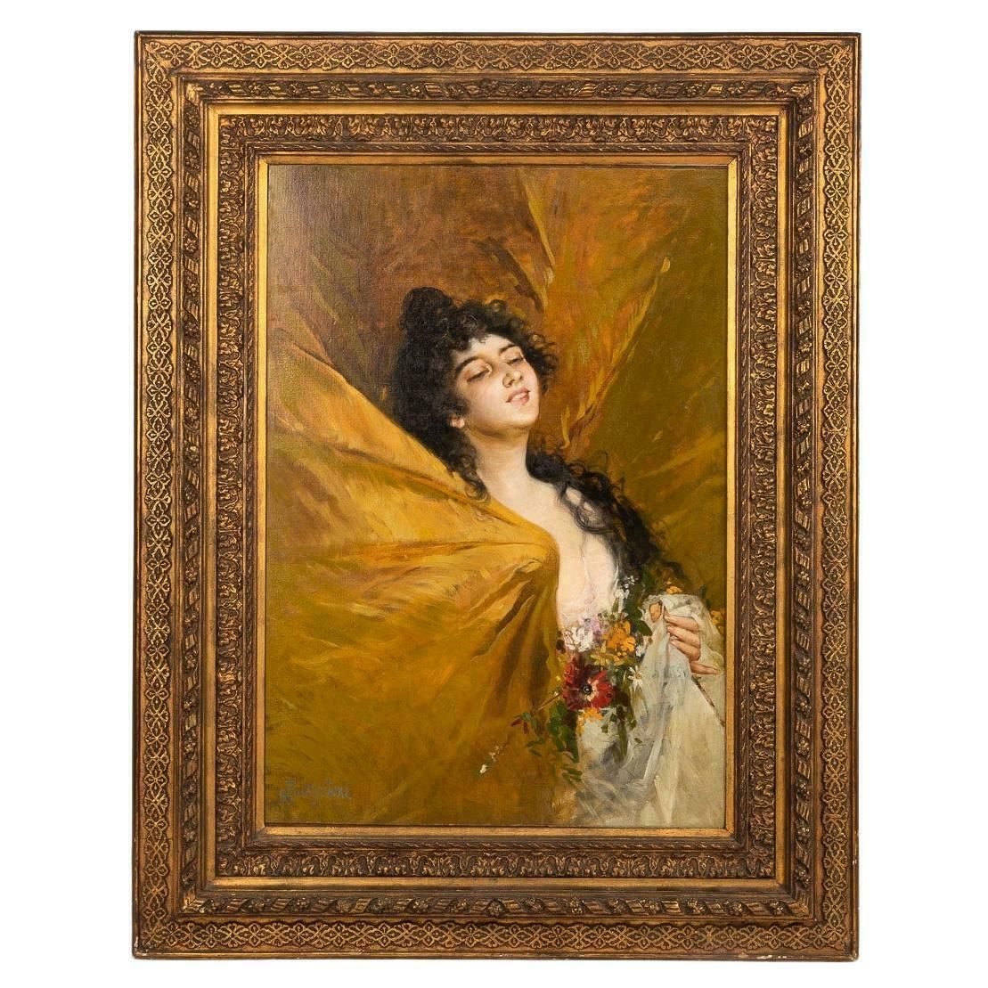 Painting Of A Young Lady Signed Salvatore Postiglione, Italy, (1812 1881)