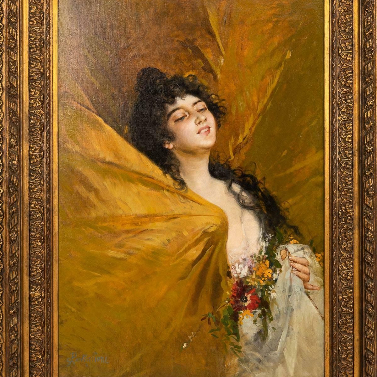 Painting Of A Young Lady Signed Salvatore Postiglione, Italy, (1812 1881) photo for sale