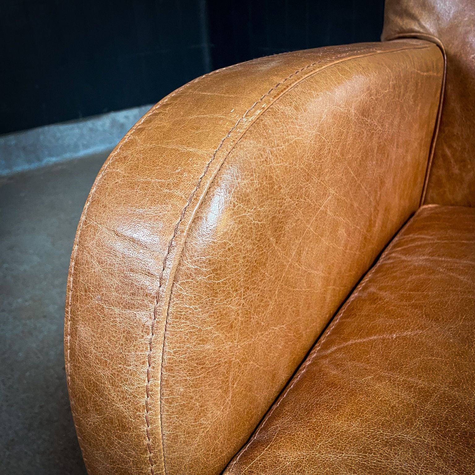 Set Of 2 Vintage Cognac Leather Club Armchairs photo Furniture