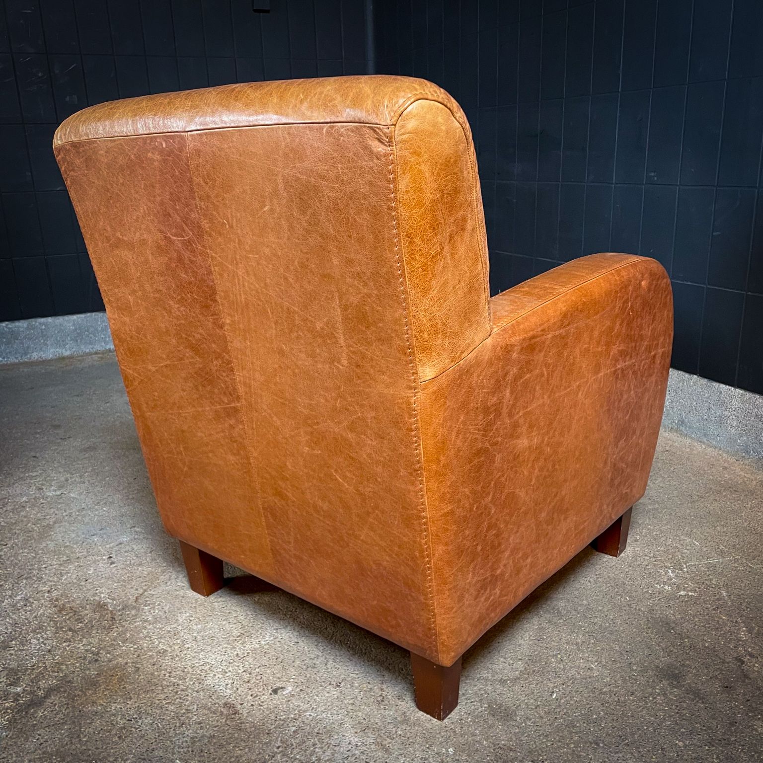 Set Of 2 Vintage Cognac Leather Club Armchairs photo buy