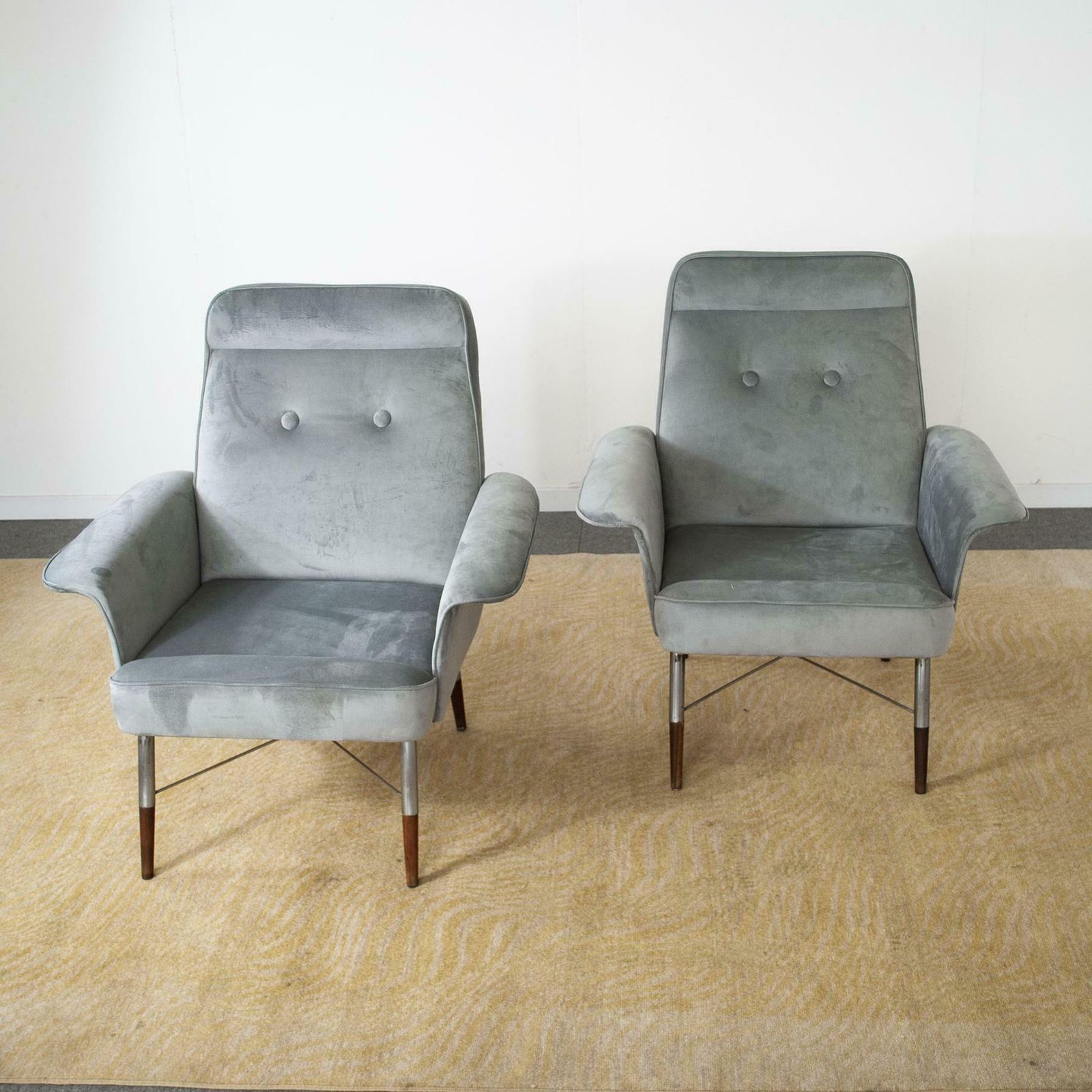 Italian Mid Century Pair Of Armchairs From The Sixties photo for sale