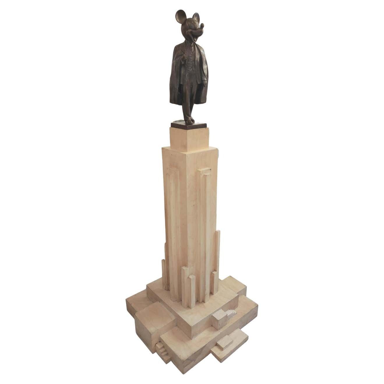 Alexander Kosolapov "Mickey Lenin Malevich" Bronze And Wood Sculpture N° 2/3