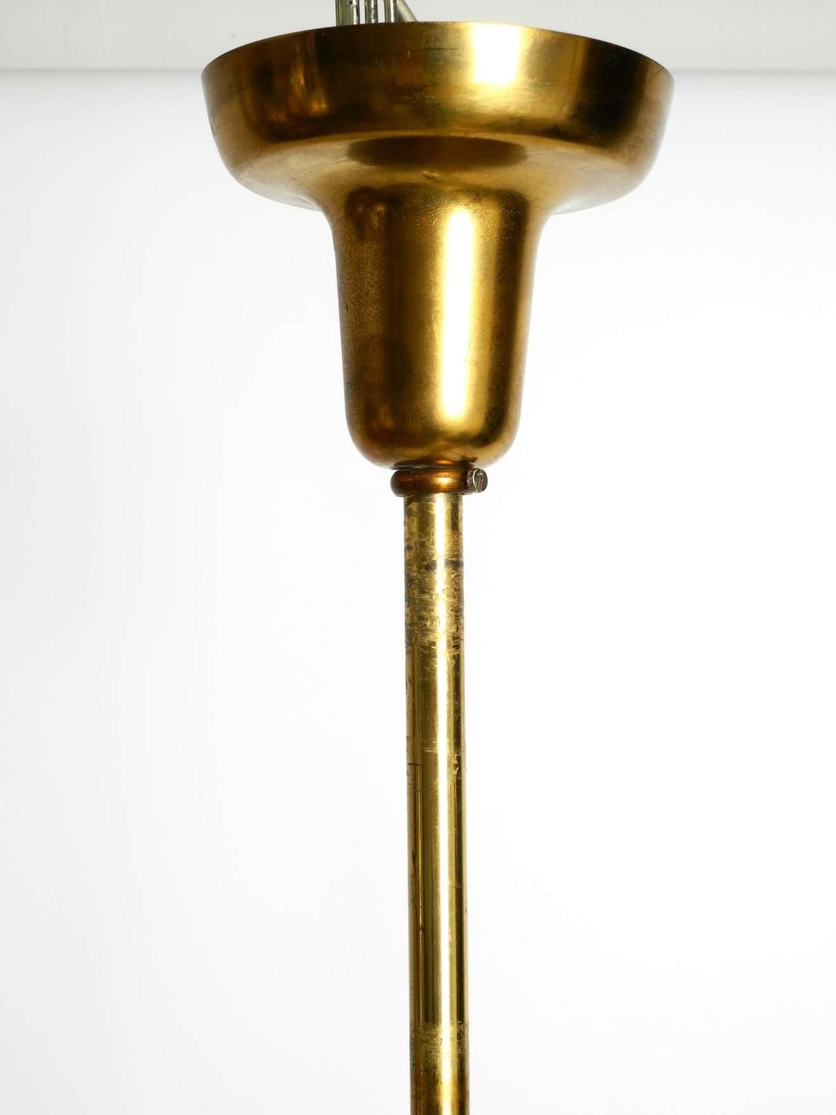 photo for sale Beautiful Mid Century Brass Crystal Glass Chandelier From Vereinigte Werkstätten