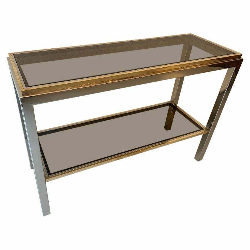 Brass & Chrome "Flaminia" Console Table By Willy Rizzo, Italy, Ca. 1970''S photo vinterior