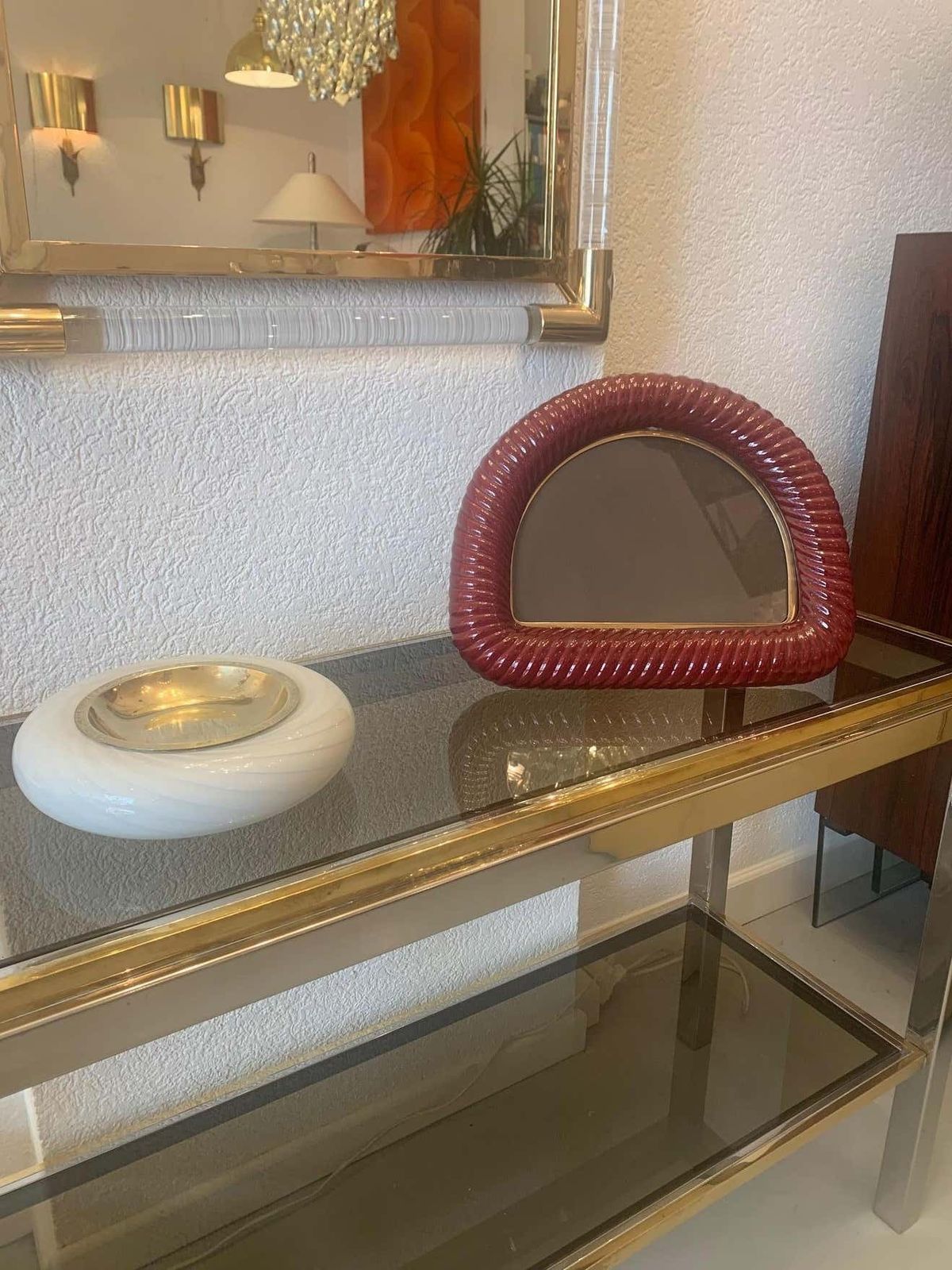 Murano Glass & Brass Ashtray By Tommaso Barbi, Italy, Ca. 1970s photo vinterior