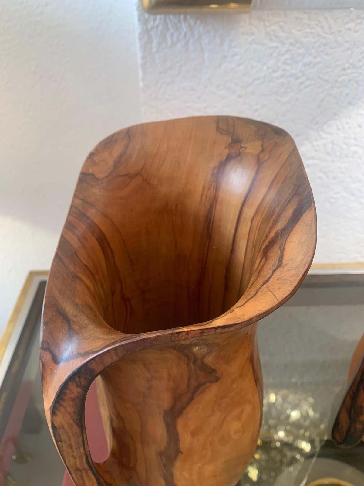 photo furniture Set Of 2 Sculptural Carved Olivewood Jug, France Ca. 1950s