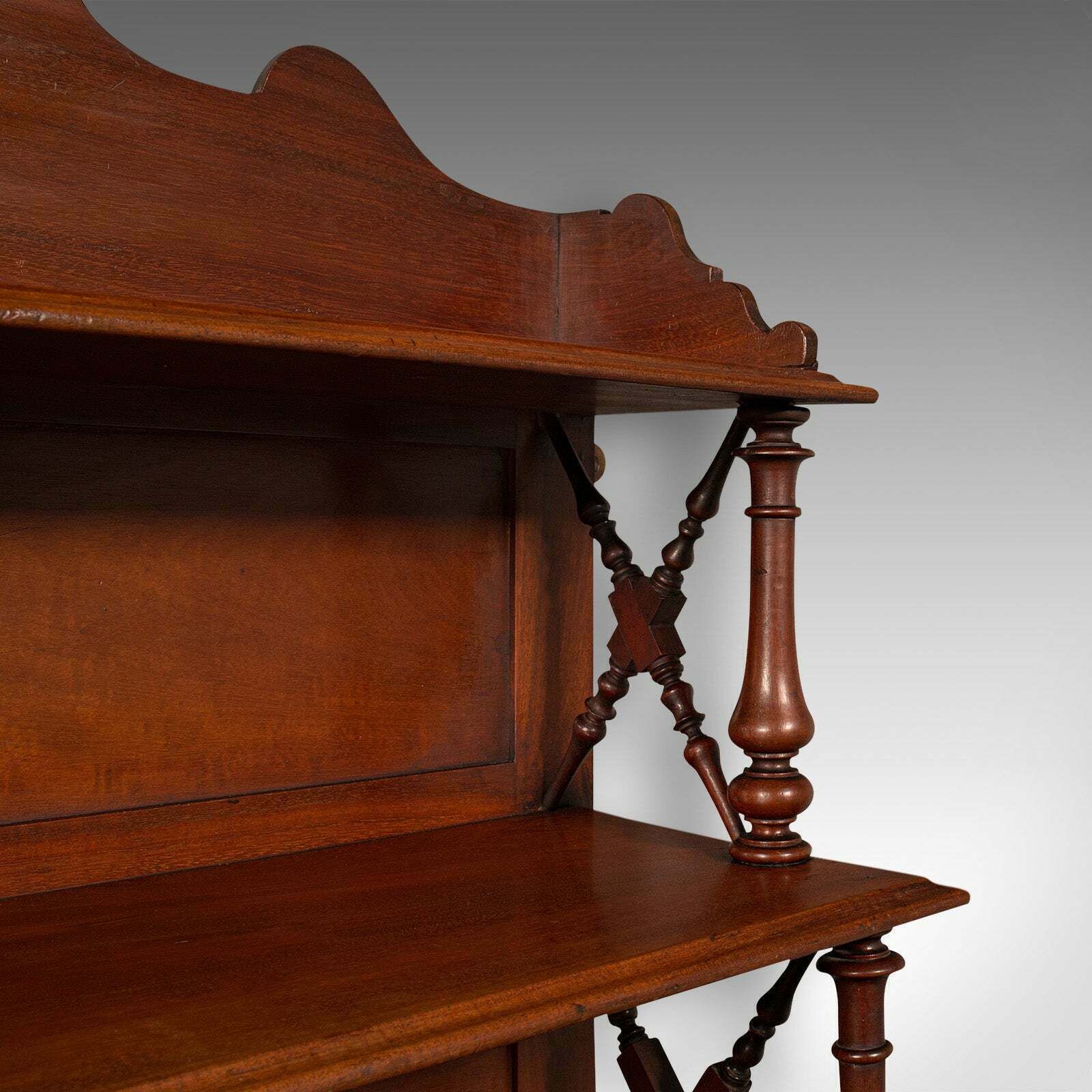 Antique Mounted Whatnot, English, Bookshelf, Collectibles Shelf, Victorian, 1900 photo vinterior