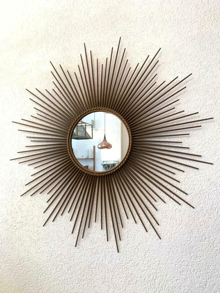 Large 100 Cm Sunburst Mirror Signed Chaty Vallauris  France 1950s photo furniture