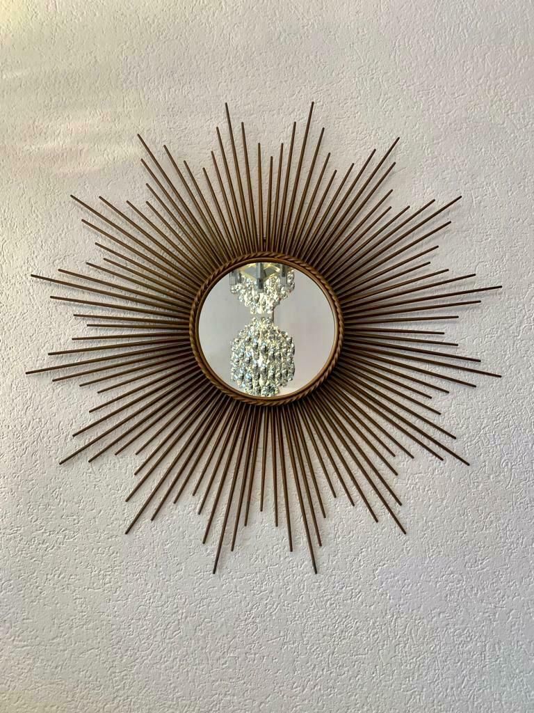 Large 100 Cm Sunburst Mirror Signed Chaty Vallauris  France 1950s photo Home Decor