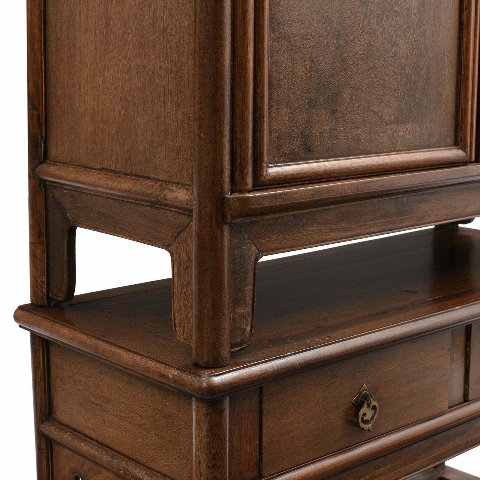 Pair Of Chinese Jichimu Yuanjiaogui Taper Cabinets On Stands Qing Dynasty photo vinterior