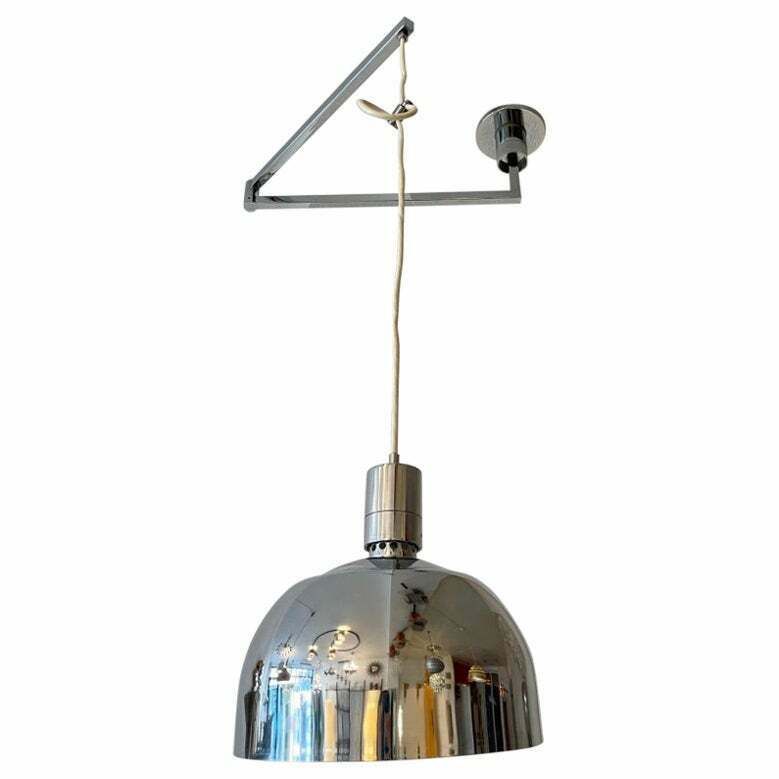Vintage Swing Arm Chrome Ceiling Lamp "Am/As" By Franco Albini, Italy Ca. 1969