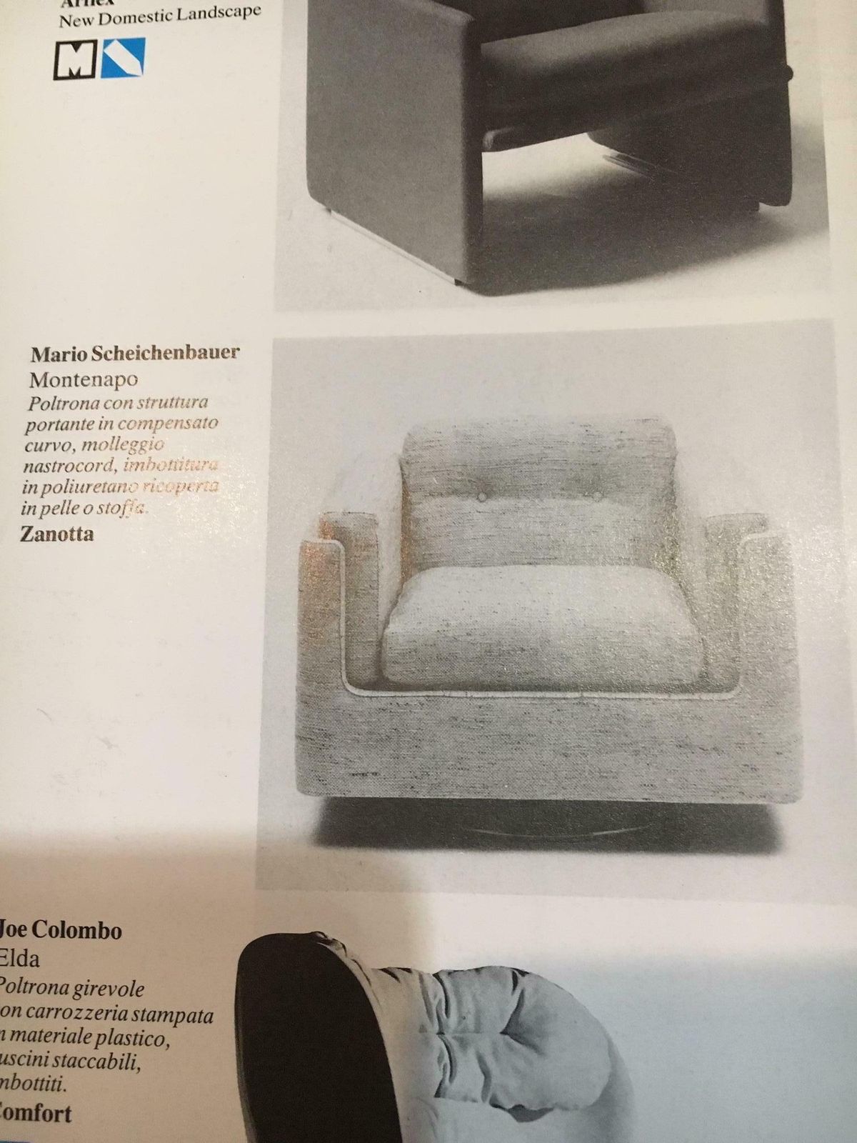photo buy Pair Of Swiveling White Faux Leather "Montenapo" Armchairs By Zanotta Italy 1965