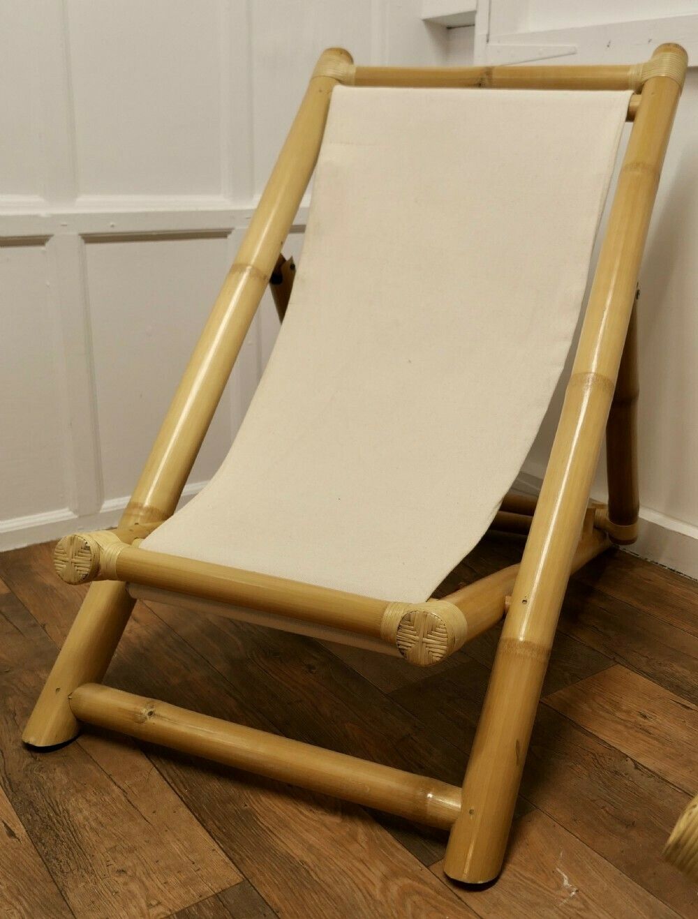 A Pair Of Giant Bamboo Deck Chair Set With Coffee Table photo vinterior